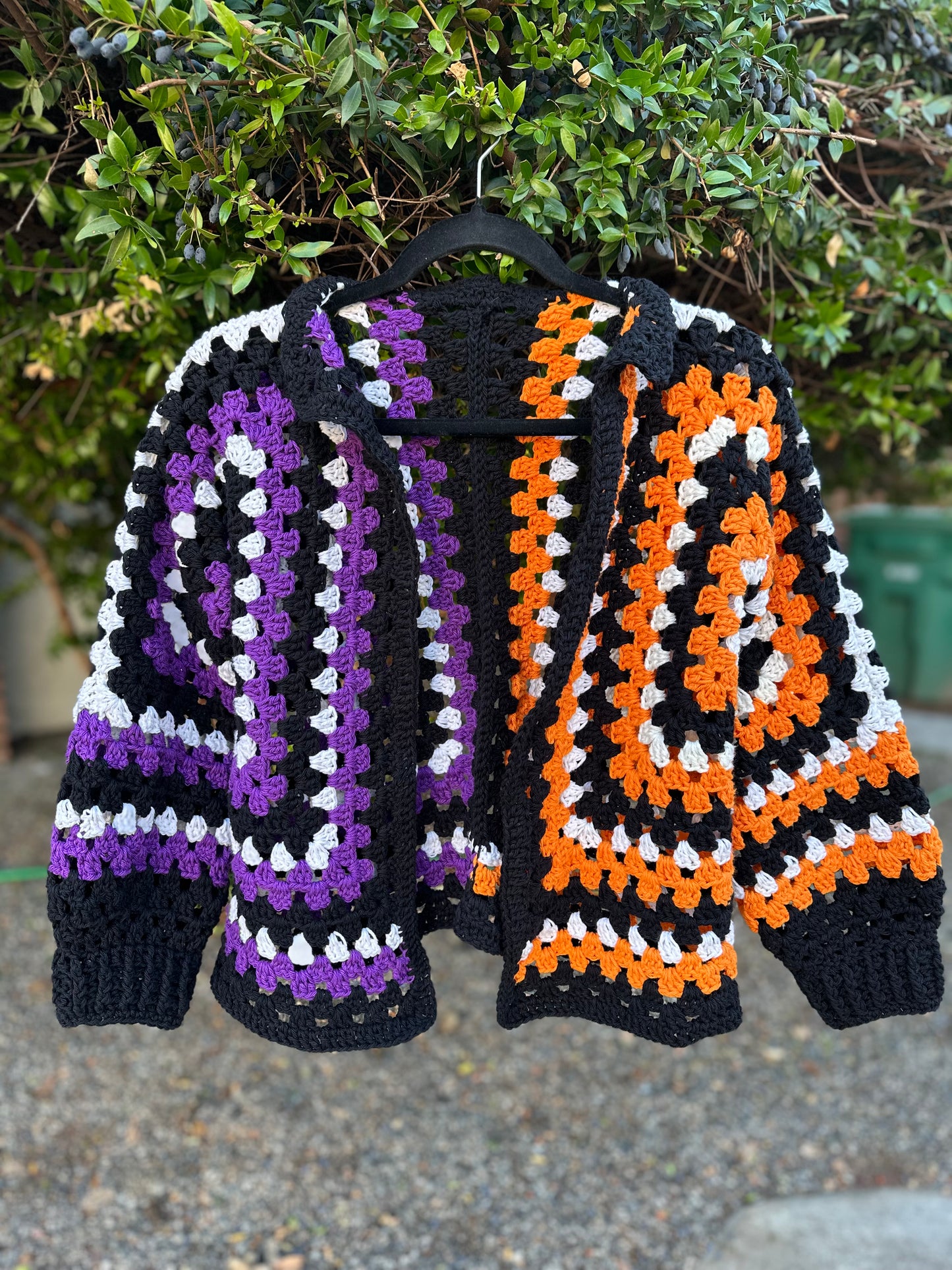 Medium Purple and Orange Hexagon Cardigan