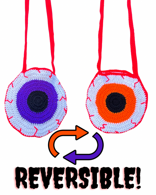 Bloodshot Purple and Orange Eye Crossbody Bag