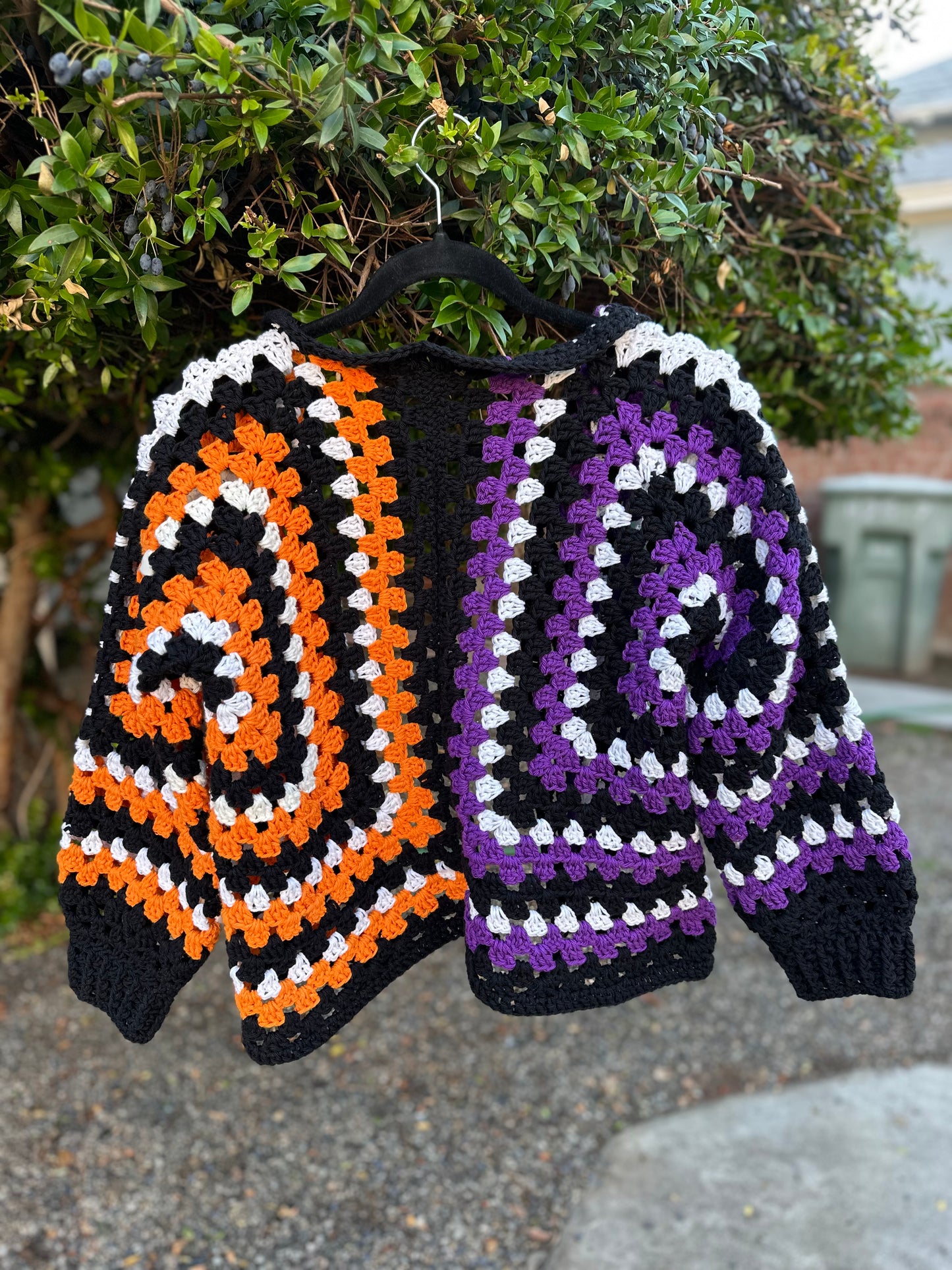 Medium Purple and Orange Hexagon Cardigan