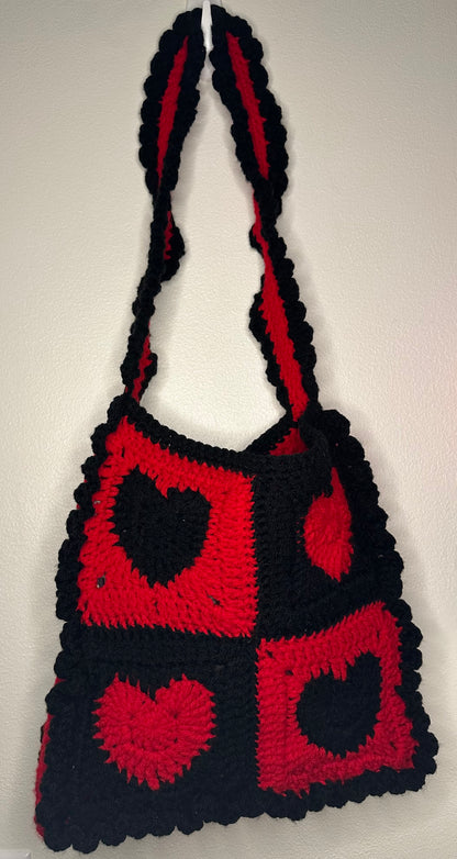Red & Black Heart Tote Bag