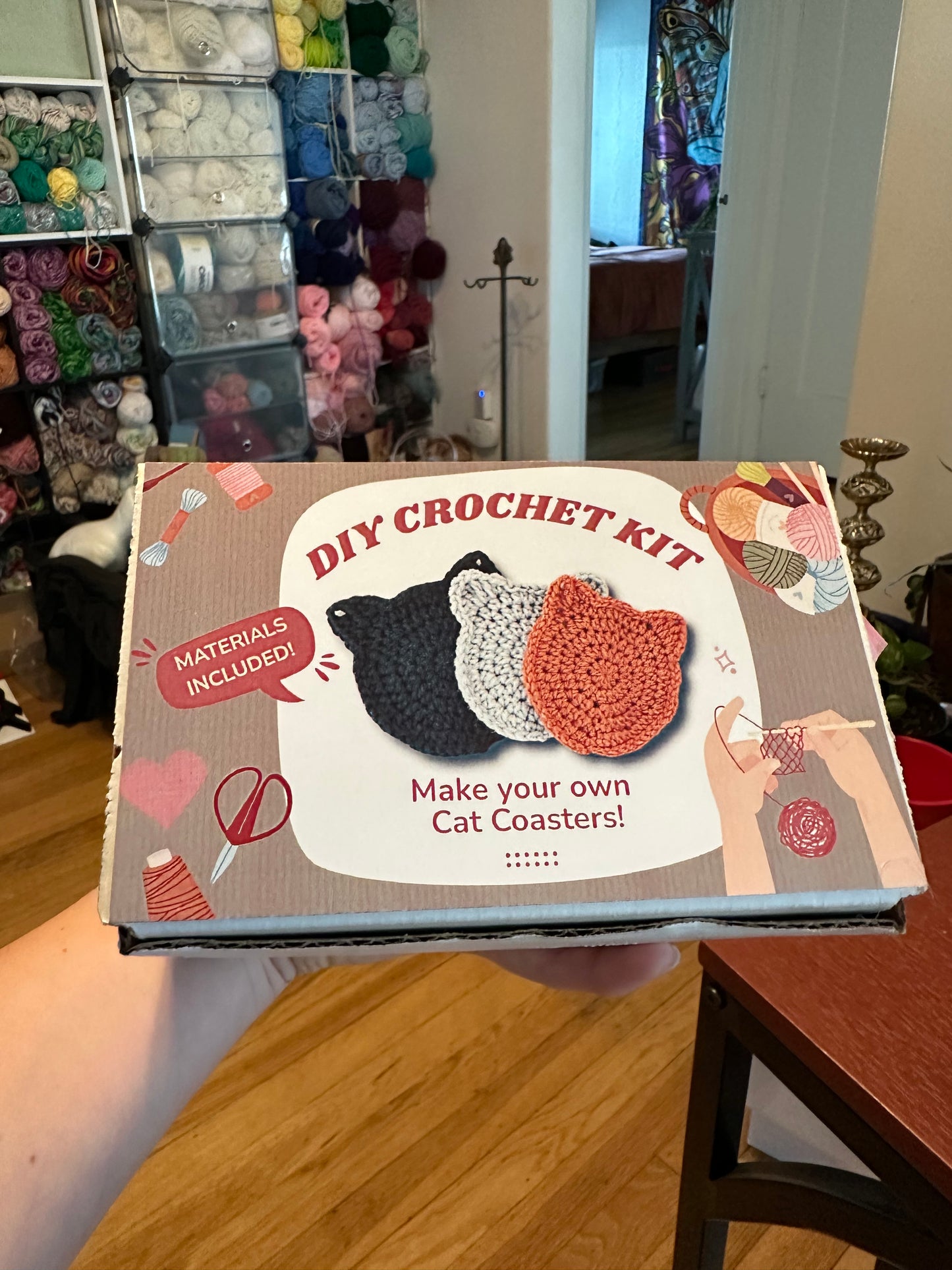 DIY Crochet Kit - Set of 4 Cat Ear Coasters
