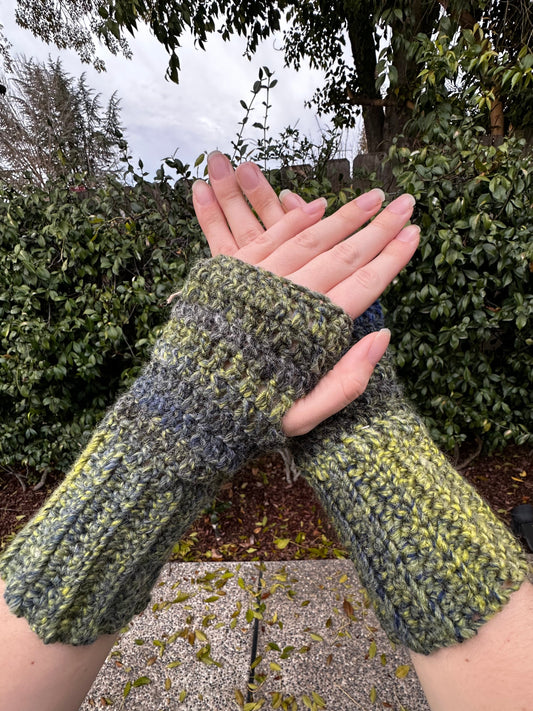 Blue Shock Fingerless Gloves