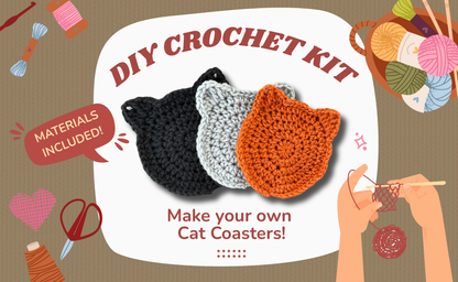 DIY Crochet Kit - Set of 4 Cat Ear Coasters