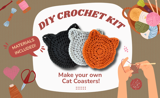 DIY Crochet Kit - Set of 4 Cat Ear Coasters