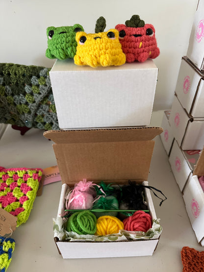 DIY Crochet Kit - 3 Fruity Frog Plushies