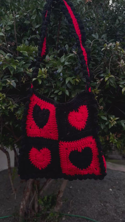 Red & Black Heart Tote Bag